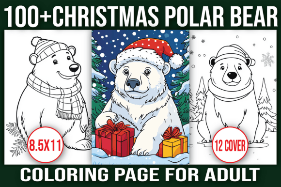 100 Christmas Polar Bear Coloring Page