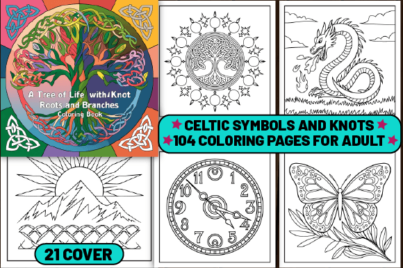 104 Celtic Symbols and Knots Color Pages