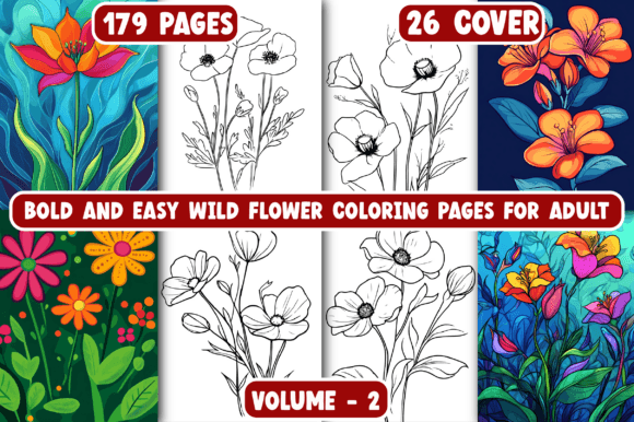 179 Bold and Easy Wild Flower Color Page