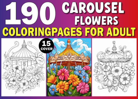 190 Carousel Flowers Coloring Pages KDP