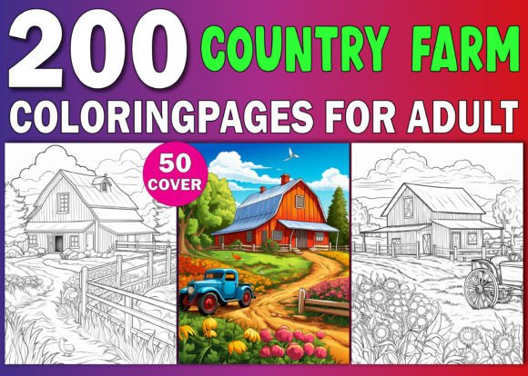 200 Country Farm Coloring Pages for KDP