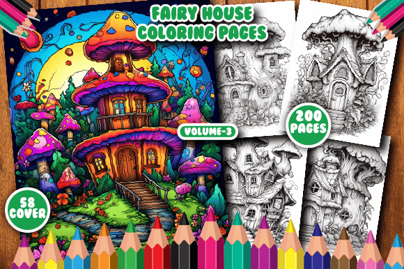 200 Fairy House Coloring Pages for a V-3
