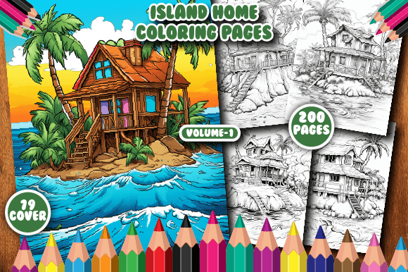 200 Island Home Coloring Pages for a V-1