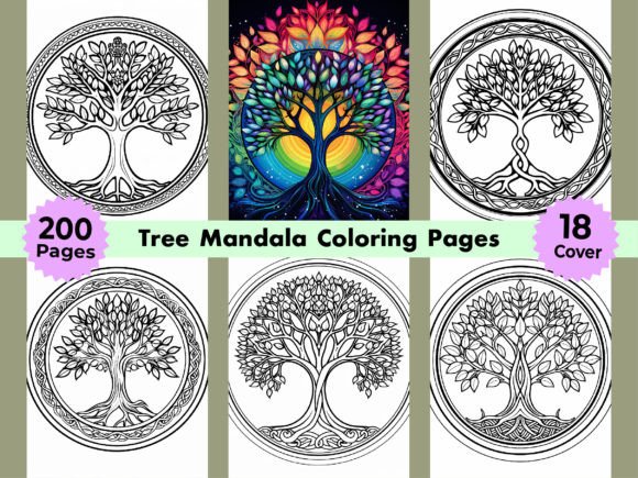 200 Tree Mandala Coloring Pages for KDP