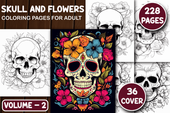 228 Skull and Flowers Coloring Pages