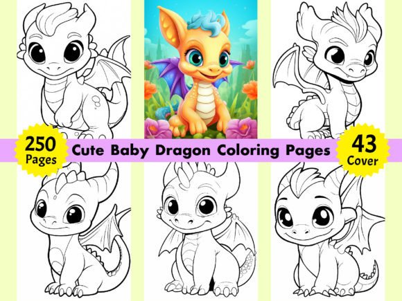 250 Cute Baby Dragon Coloring Pages KDP