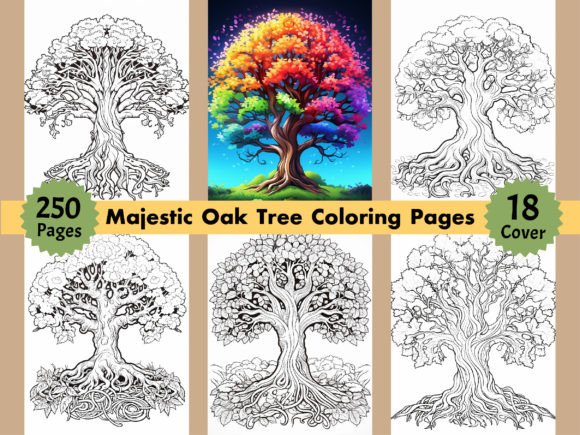 250 Majestic Oak Tree Coloring Pages KDP
