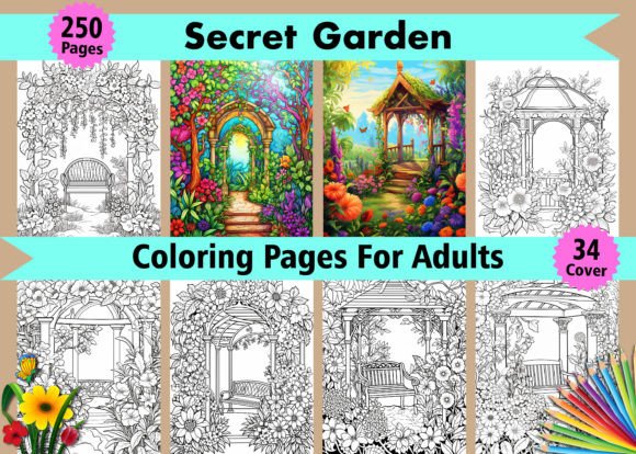 250 Secret Garden Coloring Pages for KDP