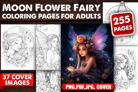 255 Moon Flower Fairy Coloring Pages
