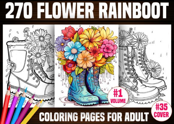 270 Flower Rainboot Coloring Pages - KDP