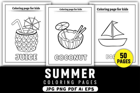 50 Summer Coloring Pages for Kids Kdp