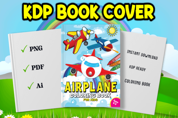 Airplane Coloring Book Cover for Kids: A Professional Design Resource for KDP Publishers and Creative Educators