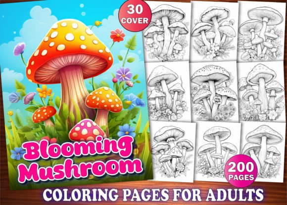 Blooming Mushroom Coloring Pages for KDP