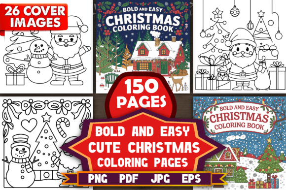 Bold and Easy Cute Christmas Color Page