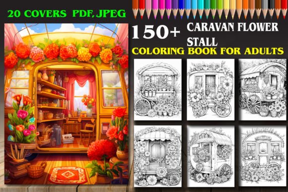 Caravan Flower Stall Coloring Pages