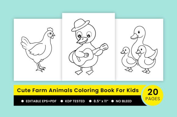 Cute Kawaii Farm Animal Coloring Book
