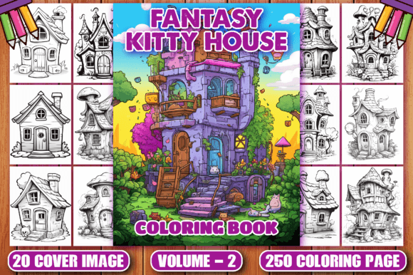 Fantasy Kitty House Coloring Pages V - 2