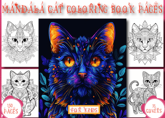 Mandala Cat Coloring Pages for Kids