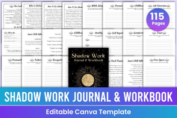 Unlock Inner Healing with an Editable Shadow Work Journal Workbook for Canva