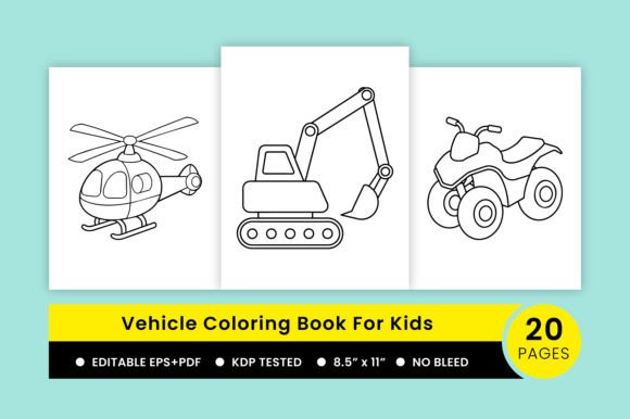 Vehicle Coloring Book Pages for Kids