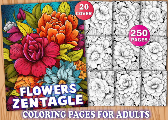 Zentangle Flowers Coloring Pages - KDP